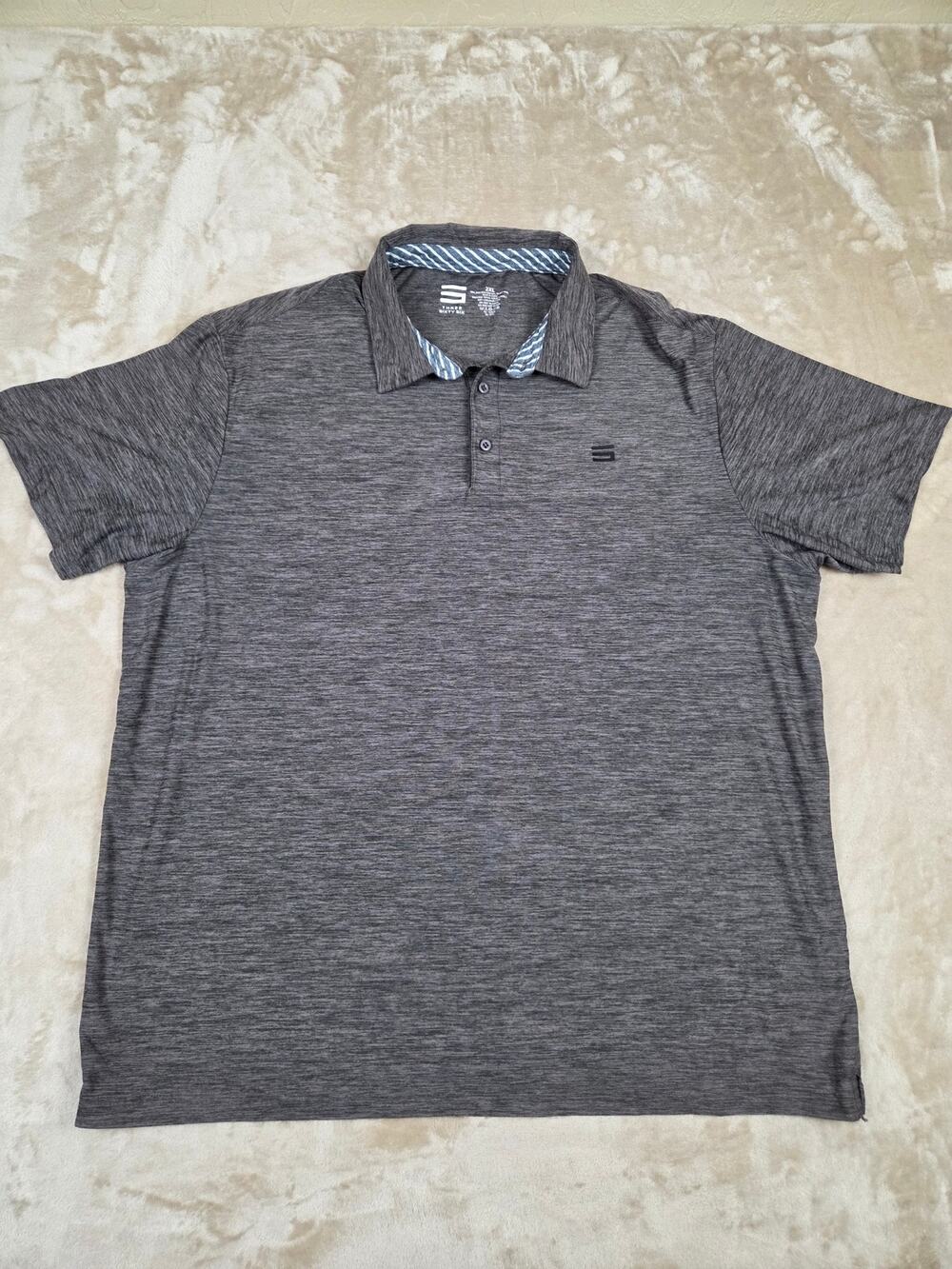 Three Sixty Six Men's Golf Polo Shirt Size 2XL Grey Space Dye Dry Fit Poly